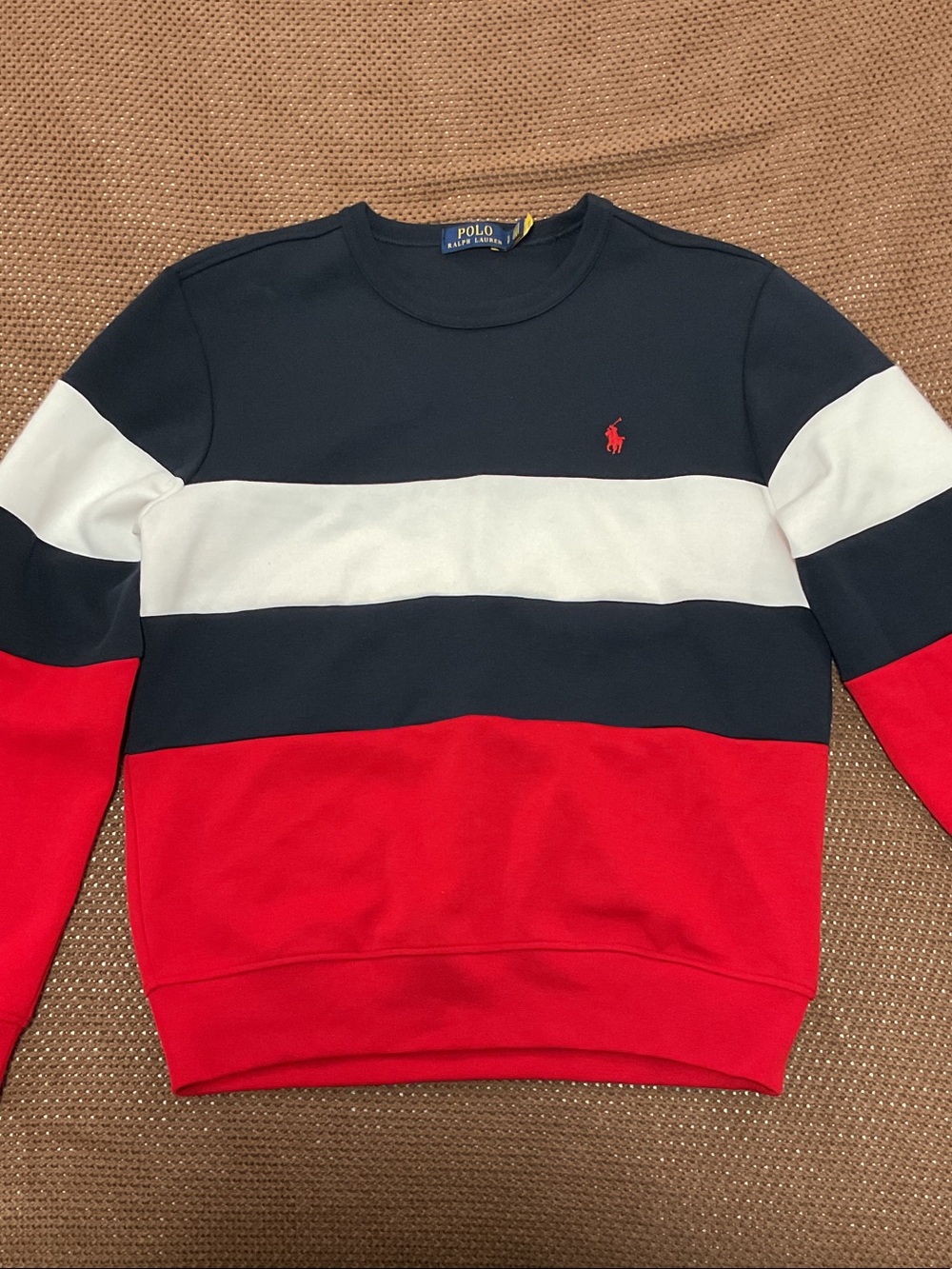 Polo by Ralph Lauren Navy White Red Colorblock Crewneck Sweatshirt